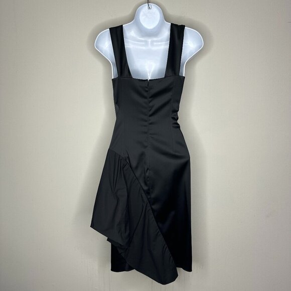 Vera Wang Lavendar Label Womens Asymmetrical Cocktail Dress in Black Size 4 - Picture 4 of 9